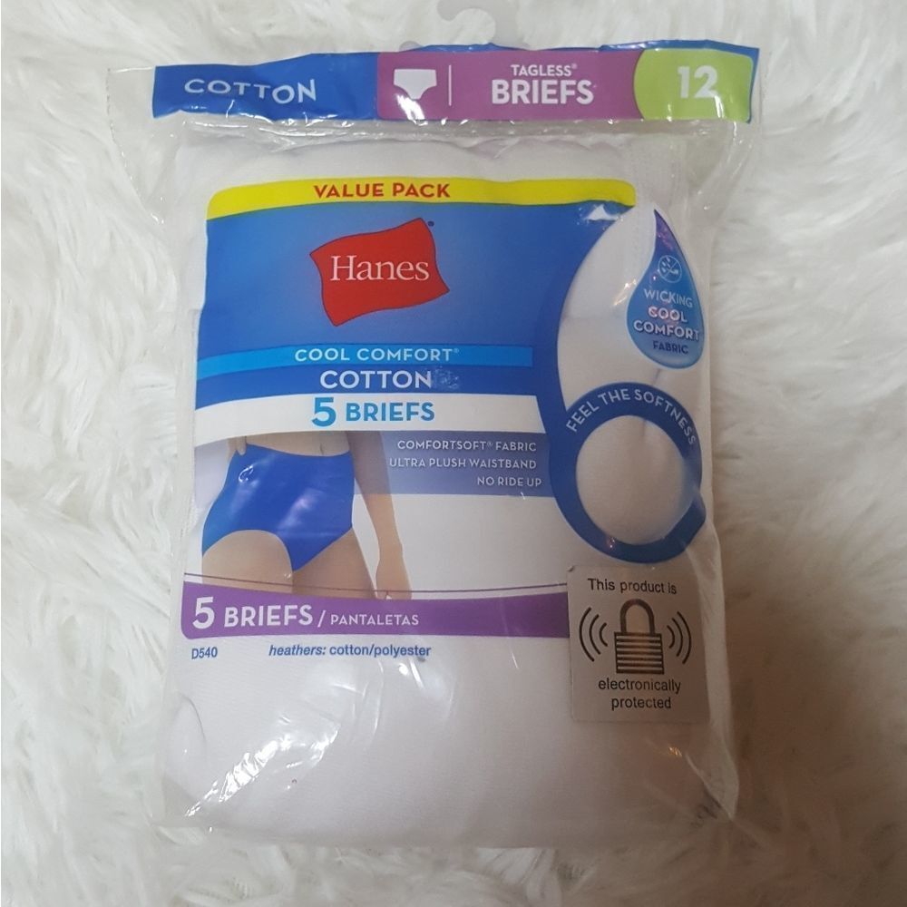 Hanes Underwear Cotton Wicking Cool Comfort Briefs Women’s 12‎ NEW Tagless